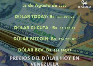 precio del dólar hoy 28/08/2020 en Venezuela