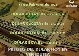 Presentamos un resumen del precio del dólar hoy 12/02/2021 en Venezuela.