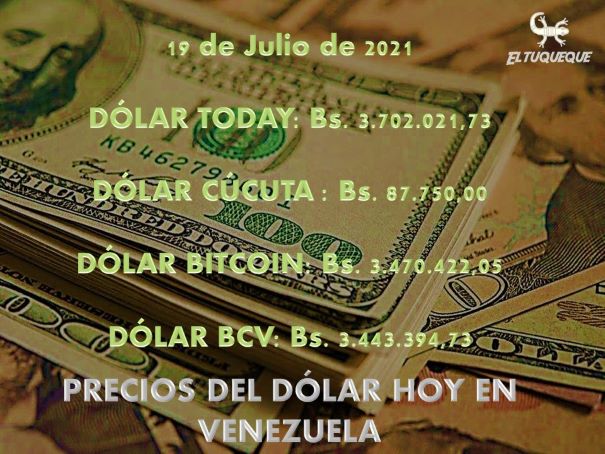 precio del dólar hoy 19/07/2021 en Venezuela