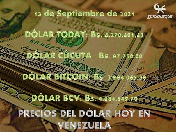 precio del dólar hoy 13/09/2021 en Venezuela