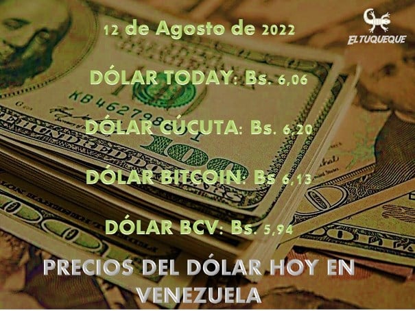 precio del dólar hoy 12/08/2022 en Venezuela