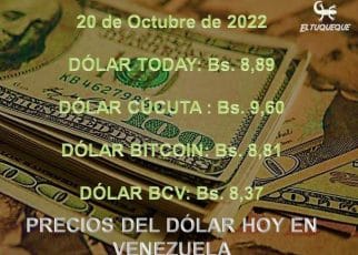 precio del dólar hoy 20/10/2022 en Venezuela