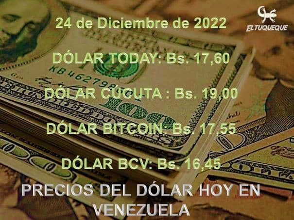 Precio del dólar hoy 24/12/2022 en Venezuela